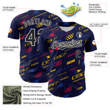 Custom Navy Black White Red-Yellow 3D Pattern Design Car Racing Formula Auto Motorsport Authentic Baseball Jersey