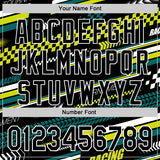 Custom Black White Yellow-Green 3D Pattern Design Car Racing Formula Auto Motorsport Authentic Baseball Jersey