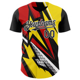Custom Black White Red-Yellow 3D Pattern Design Car Racing Formula Auto Motorsport Authentic Baseball Jersey