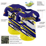 Custom Purple Navy Yellow-White 3D Pattern Design Car Racing Formula Auto Motorsport Authentic Baseball Jersey