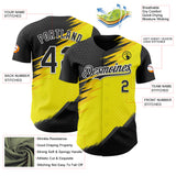 Custom Black White-Yellow 3D Pattern Design Car Racing Formula Auto Motorsport Authentic Baseball Jersey