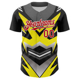 Custom Black Red White-Yellow 3D Pattern Design Car Racing Formula Auto Motorsport Authentic Baseball Jersey