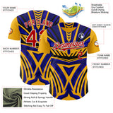 Custom Gold Red White Blue-Black 3D Pattern Design Car Racing Formula Auto Motorsport Authentic Baseball Jersey