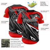 Custom Red Black White-Gray 3D Pattern Design Car Racing Formula Auto Motorsport Authentic Baseball Jersey