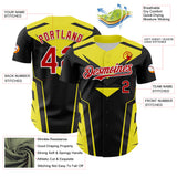 Custom Black Red White-Yellow 3D Pattern Design Car Racing Formula Auto Motorsport Authentic Baseball Jersey