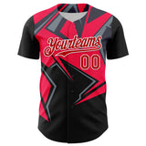 Custom Black Red White-Gray 3D Pattern Design Car Racing Formula Auto Motorsport Authentic Baseball Jersey