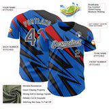 Custom Black Steel Gray White Blue-Red 3D Pattern Design Car Racing Formula Auto Motorsport Authentic Baseball Jersey