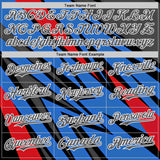Custom Black Steel Gray White Blue-Red 3D Pattern Design Car Racing Formula Auto Motorsport Authentic Baseball Jersey