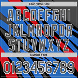 Custom Black Steel Gray White Blue-Red 3D Pattern Design Car Racing Formula Auto Motorsport Authentic Baseball Jersey