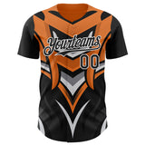 Custom Black White Orange-Gray 3D Pattern Design Car Racing Formula Auto Motorsport Authentic Baseball Jersey
