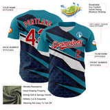 Custom Teal Red White-Navy 3D Pattern Design Car Racing Formula Auto Motorsport Authentic Baseball Jersey
