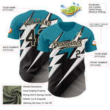 Custom Teal Black Cream White-Gray 3D Pattern Design Car Racing Formula Auto Motorsport Authentic Baseball Jersey