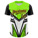Custom Black Gold Green-White 3D Pattern Design Car Racing Formula Auto Motorsport Authentic Baseball Jersey