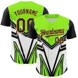 Custom Black Gold Green-White 3D Pattern Design Car Racing Formula Auto Motorsport Authentic Baseball Jersey