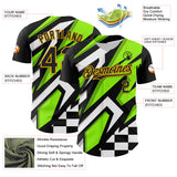 Custom Black Gold Green-White 3D Pattern Design Car Racing Formula Auto Motorsport Authentic Baseball Jersey