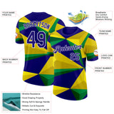 Custom Yellow Dark Purple Green-White Brazil Geometric Shape Performance T-Shirt
