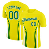 Custom Yellow Kelly Green-White Brazil Line Performance T-Shirt