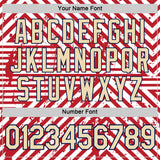 Custom White Cream Red-Navy England Geometric Shape Performance T-Shirt