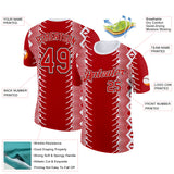 Custom Red Black-White England Zigzag Geometric Shape Performance T-Shirt