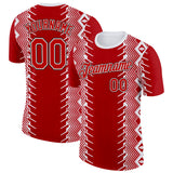 Custom Red Black-White England Zigzag Geometric Shape Performance T-Shirt