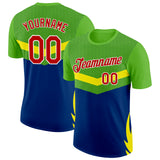 Custom Green Red Yellow Blue-White Brazil Geometric Shape Performance T-Shirt