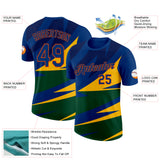 Custom Blue US Navy Blue Yellow Green-Orange Brazil Geometric Shape Performance T-Shirt
