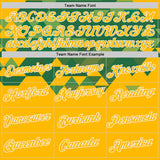 Custom Gold Green-White Brazil Geometric Shape Performance T-Shirt