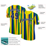 Custom Gold Navy Blue Green-White Brazil Stripe Performance T-Shirt