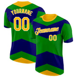 Custom Green Gold Blue-White Brazil Geometric Shape Performance T-Shirt