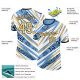 Custom Blue Vegas Gold Black-White Argentina Sun Line Performance T-Shirt