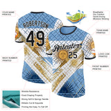 Custom Blue Black-White Argentina Sun Line Performance T-Shirt