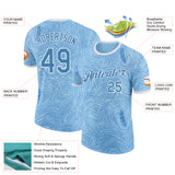 Custom Blue White Argentina Swirling Wave Performance T-Shirt