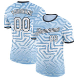 Custom Blue White-Black Argentina Geometric Polka Dot Lines Performance T-Shirt