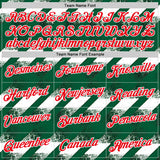 Custom Green Fire Red-White Algeria Distressed Diagonal Stripe Performance T-Shirt
