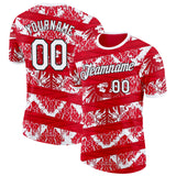 Custom Red White-Black Austria Abstract Performance T-Shirt