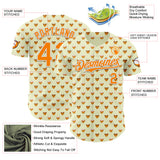 Custom Yellow Bay Orange-White 3D Pattern Design Foodie Heartshaped Waffles Sweets Authentic Baseball Jersey