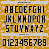 Custom Yellow Black-White 3D Pattern Design Foodie Fast Food Doodles Authentic Baseball Jersey