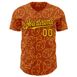 Custom Texas Orange Gold-Black 3D Pattern Design Foodie Fast Food Fried Chicken Authentic Baseball Jersey