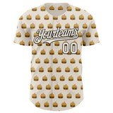 Custom Cream Black 3D Pattern Design Foodie Fast Food Hamburgers Authentic Baseball Jersey