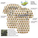 Custom Cream Black 3D Pattern Design Foodie Fast Food Hamburgers Authentic Baseball Jersey