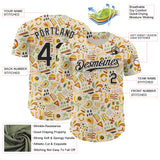 Custom Cream Black 3D Pattern Design Foodie Abstract Doodles Authentic Baseball Jersey