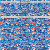 Custom Sky Blue Royal-White 3D Pattern Design Foodie Sushi Doodle Authentic Baseball Jersey
