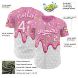 Custom Pink White 3D Pattern Design Foodie Dripping Ice Cream Authentic Baseball Jersey