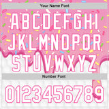 Custom Pink White 3D Pattern Design Foodie Dripping Ice Cream Authentic Baseball Jersey