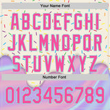 Custom Cream Pink-Ice Blue 3D Pattern Design Foodie Dripping Ice Cream Authentic Baseball Jersey