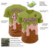 Custom Green Light Pink-Brown 3D Pattern Design Foodie Dripping Ice Cream Authentic Baseball Jersey