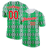 Custom Green Fire Red-White Portugal Geometric Performance T-Shirt