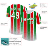 Custom White Grass Green-Red Portugal Stripe Geometric Performance T-Shirt