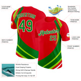 Custom Red Grass Green-White Portugal Stripe Color Block Performance T-Shirt