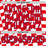 Custom White Fire Red-US Navy Blue Croatia Plaid Performance T-Shirt